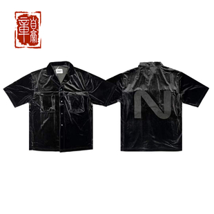NSEW77 网红爆款 2022SS 衬衫 男女 丝绒字母印花古巴领短袖 章自豪