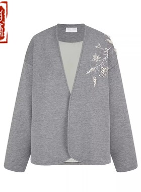 【章自豪】Orison Morgana手绣木槿花珍珠空气层道袍开衫夹克上衣