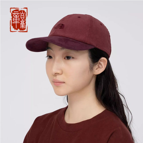 章自豪现货TNF紫标 Corduroy Field Cap灯芯绒皮扣刺绣棒球帽24aw