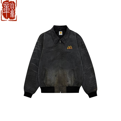 章自豪False Perception水洗做旧抹脏恶魔刺绣休闲破坏夹克外套