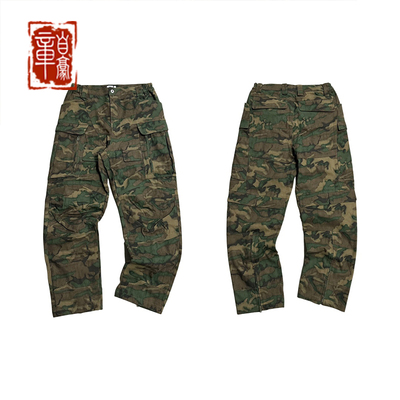 章自豪 GLOBALVALLY 秋冬新款水墨迷彩口袋直筒宽松工装长裤子男