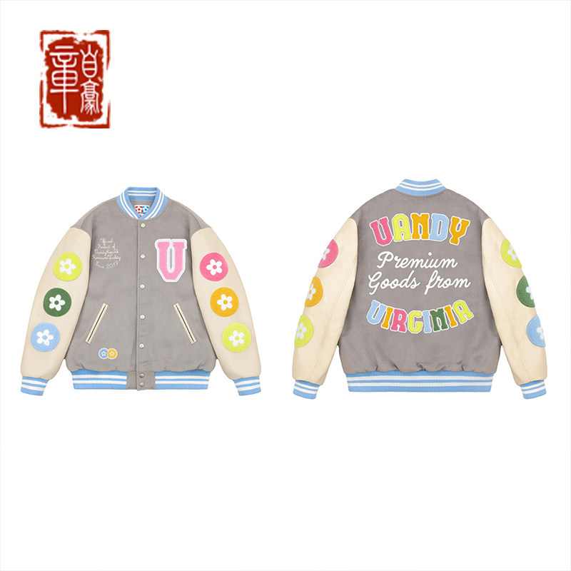 章自豪VandyThePink 25ss 春季新款情侣刺绣夹棉棒球服外套夹克