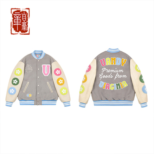 章自豪VandyThePink 25ss 春季新款情侣刺绣夹棉棒球服外套夹克