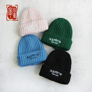章自豪现货FW24 SUPREME Classic Ribbed Beanie粗罗纹厚冷帽线帽