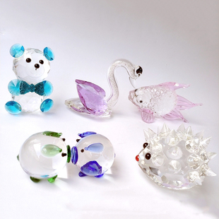 水晶小摆件小动物家居手机柜台装 饰品摆件小猪猪小熊金鱼学生礼品