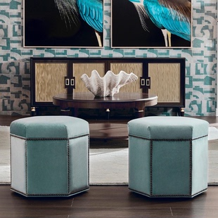 美克伊森艾伦脚踏美式复古沙发脚踏布艺脚蹬家具定制美家同款订做