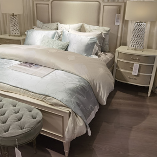 奇点家具美克家具美家美式橡木实木床布艺靠背软包主卧双人床定制