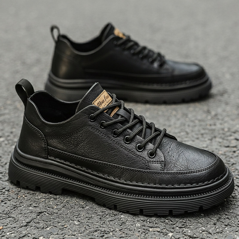 新款特大码男鞋休闲皮鞋加宽加肥板鞋宽楦工装靴户外低帮马丁靴子