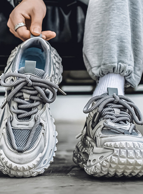 特大码男鞋45加宽加肥老爹鞋46轮胎厚底鞋子47运动休闲跑步鞋48