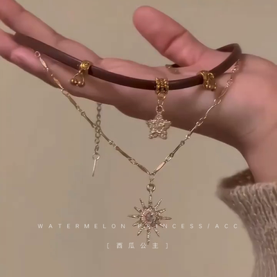 「美拉德系」太阳星星项链女款2025新款爆款甜酷颈链choker配饰潮