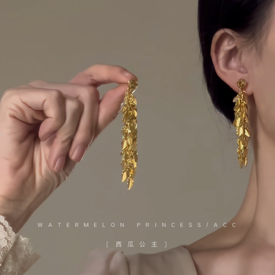 「暖阳金麦」金色麦穗耳环女高级感流苏轻奢小众时尚气质独特耳饰