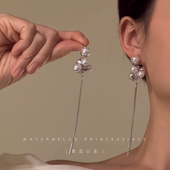 高级感轻奢长款 「清冷女主」珍珠耳环2026新款 爆款 流苏气质耳饰女