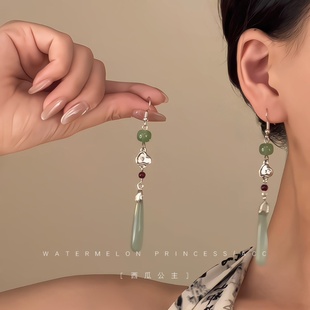 「青荷白露」新中式国风耳环女古风流苏耳坠搭旗袍汉服马面裙耳饰