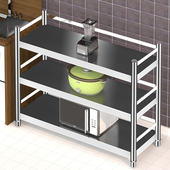 加厚加粗围栏不锈钢厨房置物架柜落地式 多层架子家用收纳储物货架