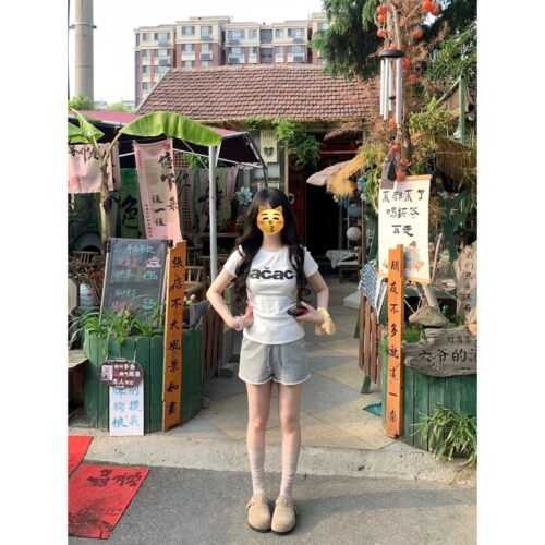ACAC美式辣妹字母印花短袖t恤女