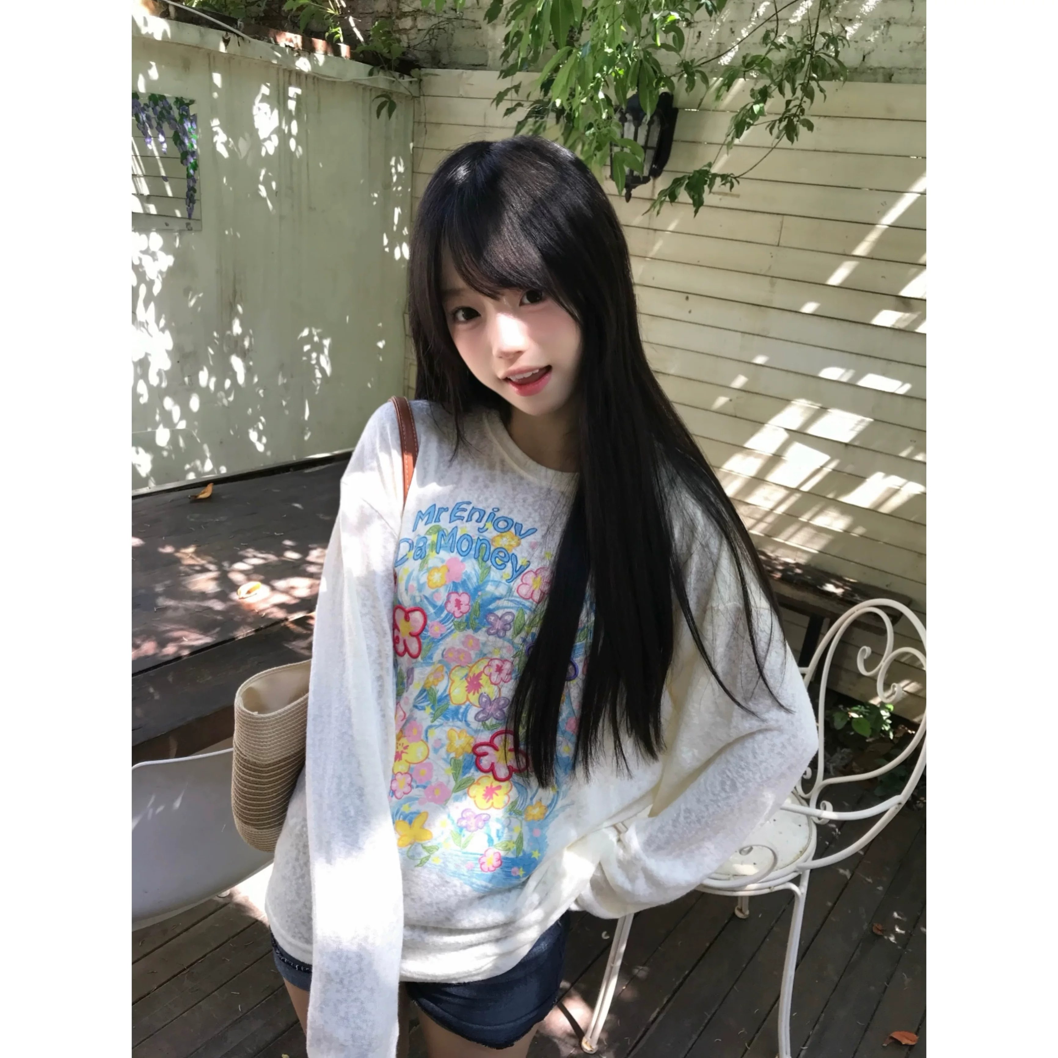 美式潮流梦幻涂鸦泡影短袖t恤女