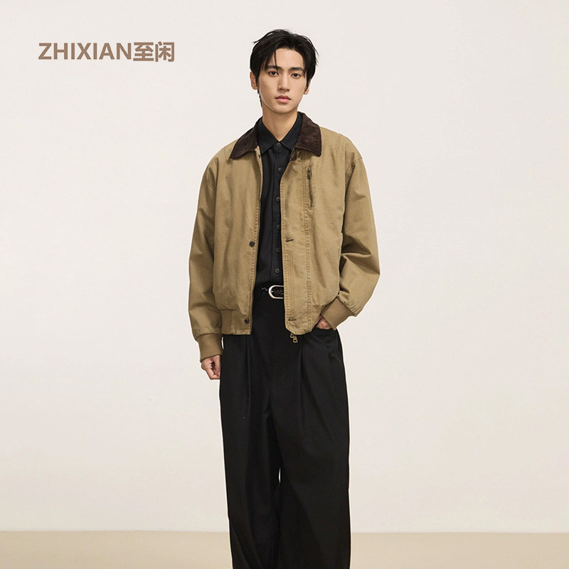 翻领秋季工装夹克百搭外套流行