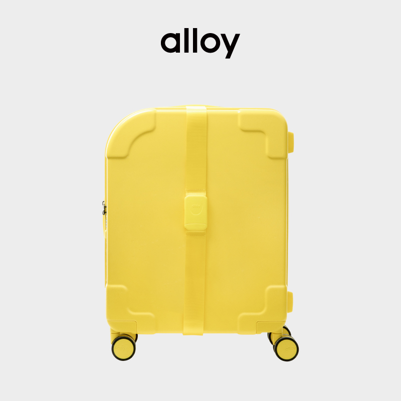 alloy阿乐乙黄色行李箱拉杆箱万向轮pc皮箱休闲运动短途登机箱