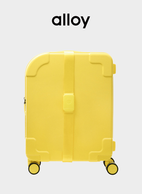 alloy乐几黄色行李箱拉杆箱万向轮pc皮箱休闲运动短途登机箱