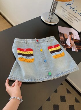 浅色牛仔a字短裙女夏季显瘦设