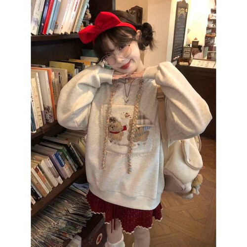 标韩系小狗刺绣连帽卫衣女秋冬