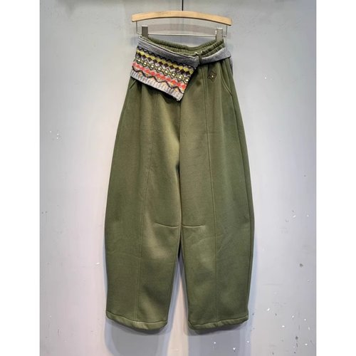 美式复古军绿色休闲弯刀裤女2025