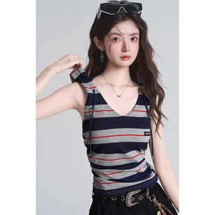 背心女气质设计感修身 连帽露背无袖 显瘦上衣夏 专柜特价 奥特莱斯