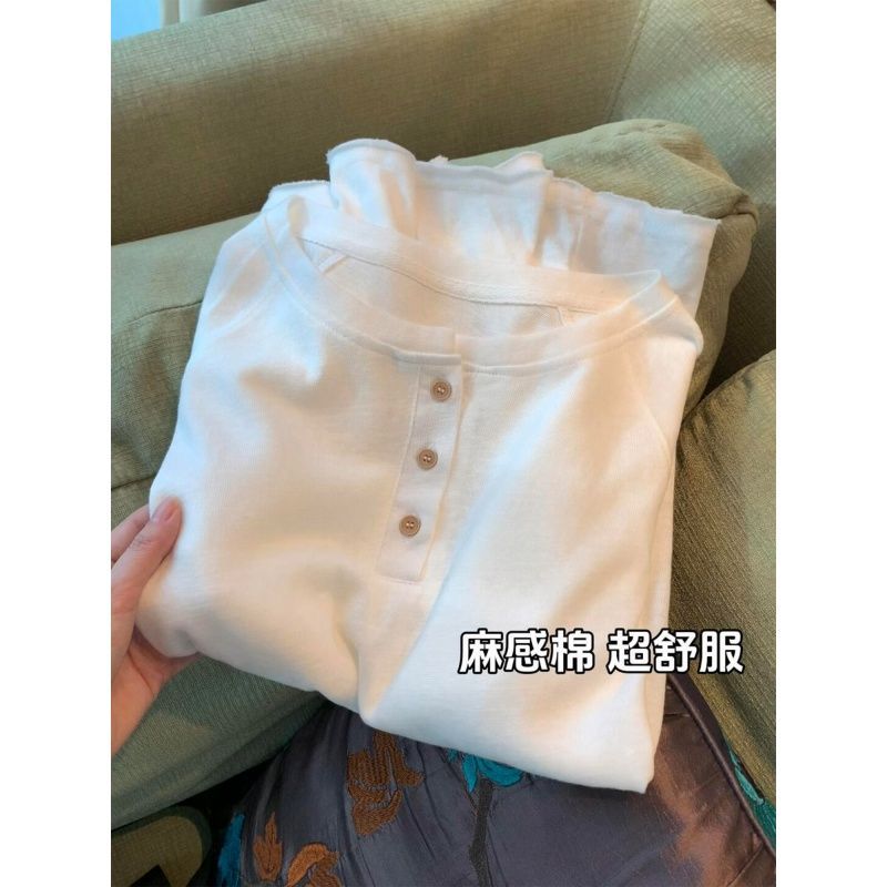 清仓捡漏~外贸余单舒适透气麻感棉宽松垂感毛边百搭内搭T恤上衣女