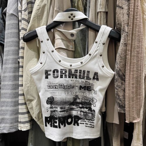 美式复古辣妹设计感小众背心T恤