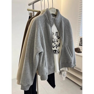 卫衣女加厚外套冬季 巨保暖羊羔绒立领拉链开衫 清仓特价 奥特莱斯