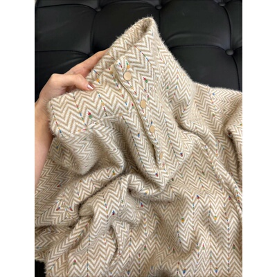 米色彩纱卫衣女可翻立领