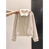 奥特莱斯 清仓捡漏双拉链开衫 毛领外套女冬加绒加厚宽松洋气上衣