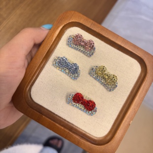 宠物发夹狗狗蝴蝶结梳夹bb夹不锈钢满钻狗狗西施头饰发卡夹子