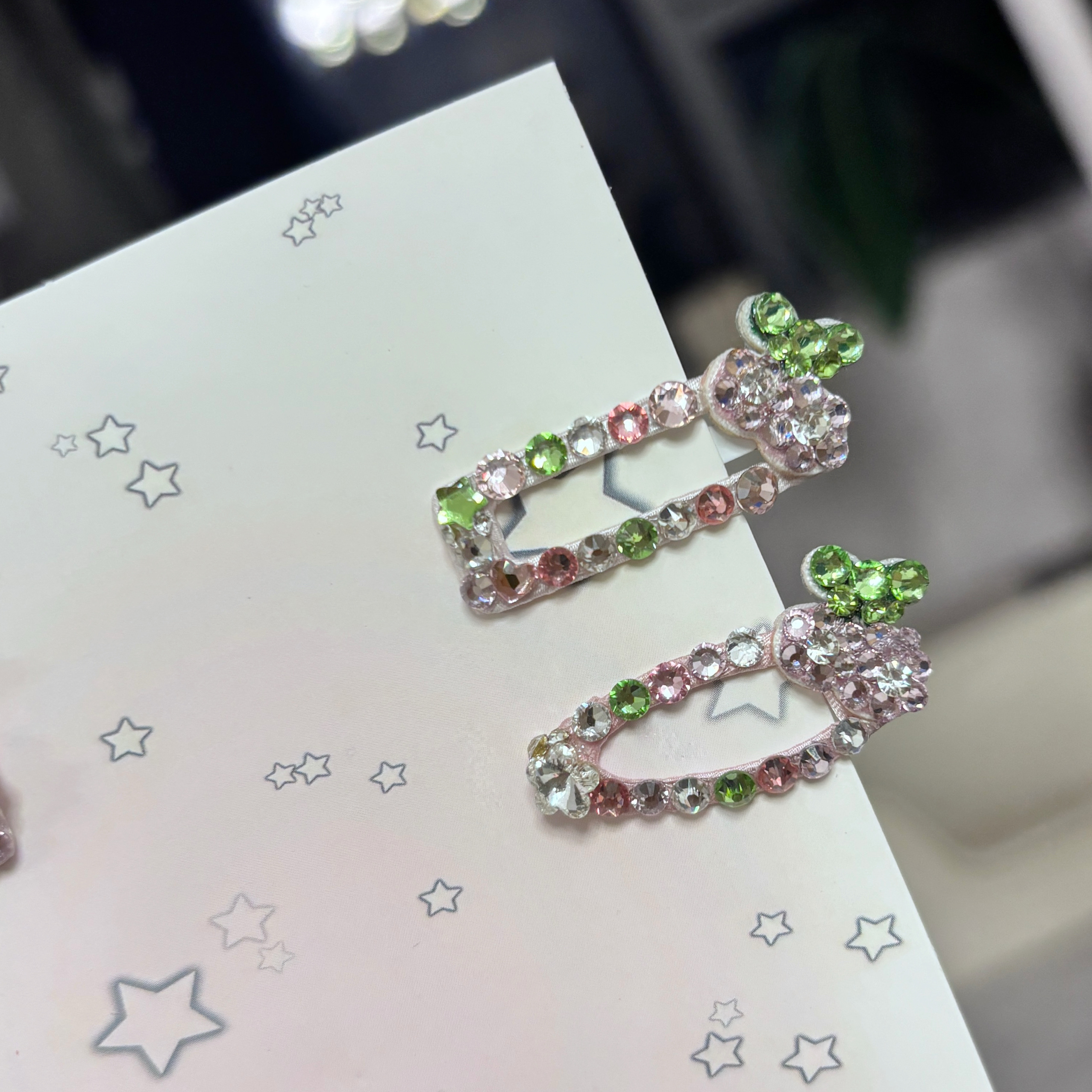 原创手工宠物bb夹碎发夹满钻樱桃方形夹闪亮马尔济斯甜美k9狗发夹