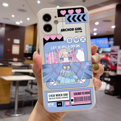 主播女孩重度依赖超天酱手机壳直边古董白黑软壳适用OPPO苹果华为小米vivo红米荣耀IQOO真我定制