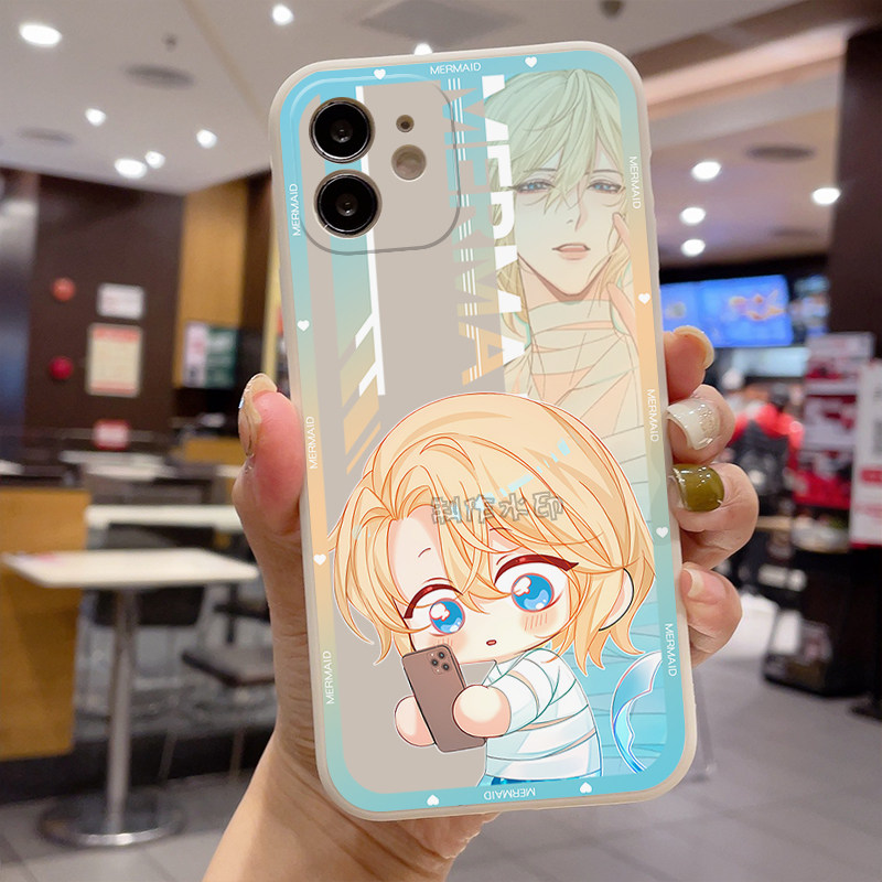 人鱼陷落兰波手机壳直边古董白黑软壳适用OPPO苹果华为小米viv