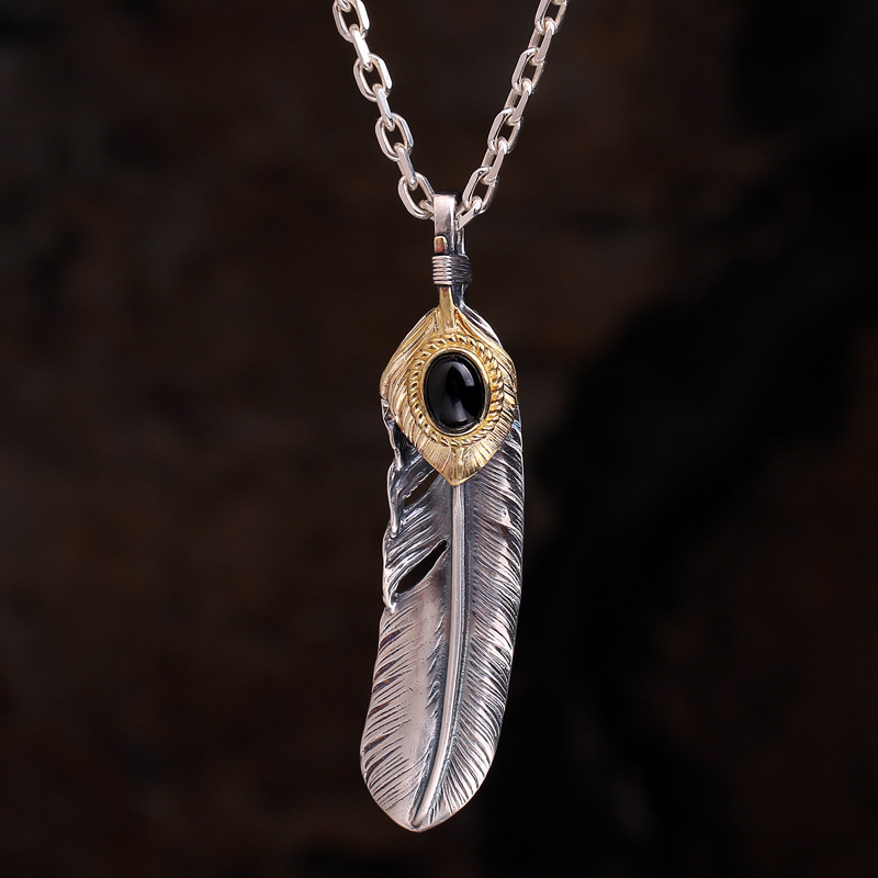 新品新款高桥吾郎风格套链太角链羽毛男士项链女男士毛衣链