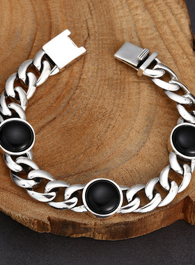 新品新款国风潮黑石古巴手链复古