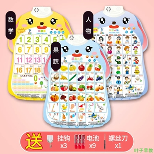 宝宝认知启蒙有声挂图儿童早教认识水果蔬菜动物人物颜色发声墙贴