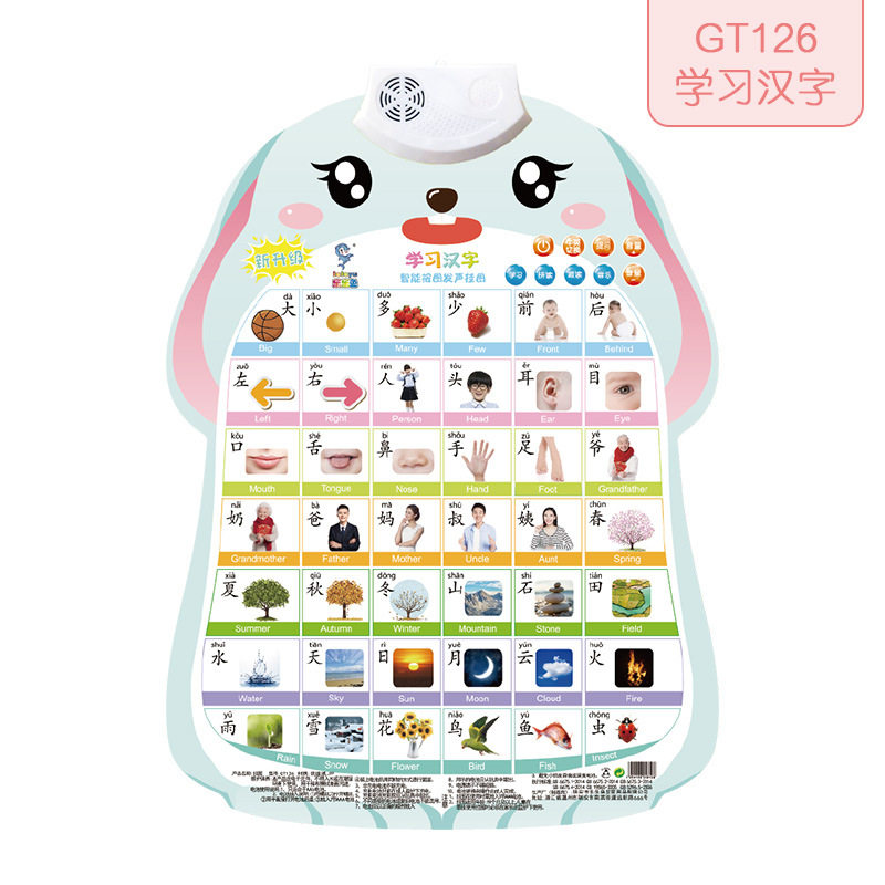 有声挂图儿童早教墙贴宝宝认知发声卡通挂画幼儿看图识字认识汉字