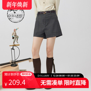 复古百搭格子短裤 迪哈利新款 DH234L96663D HARRY