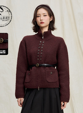 D-HARRY/迪哈利2025冬季新款羊毛宽松红色开衫毛织DH254C90891B