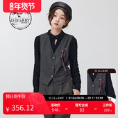 迪哈利新款 HARRY 复古帅气深灰拼菱格马甲DH234Q96631D