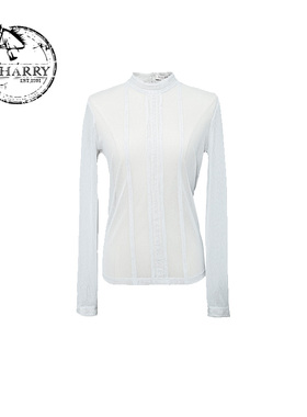 D-HARRY/迪哈利新款蕾丝浅灰长袖打底T恤DH233B96527D