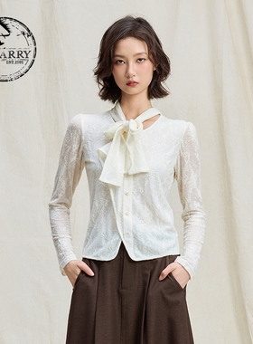 D-HARRY/迪哈利2025冬季新款优雅羊毛米色长袖衬衫DH254R90927B