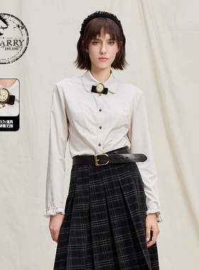 D-HARRY/迪哈利2025冬季新款学院风收腰米色长袖衬衫DH254D90869B
