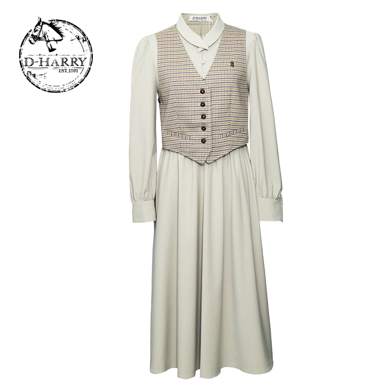D-HARRY/迪哈利25春秋新品复古假两件长袖连衣裙女DH251J90159T