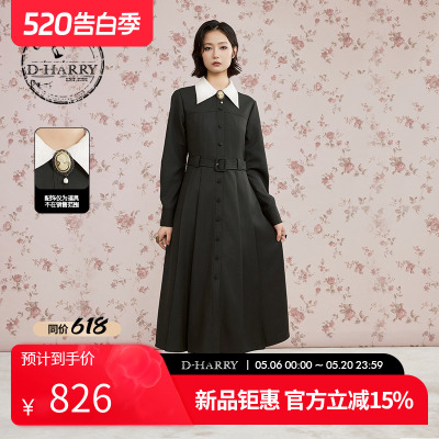 D-HARRY/迪哈利深墨绿连衣裙