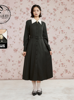 D-HARRY/迪哈利2025秋季新款优雅鱼尾深墨绿连衣裙DH253J90666A