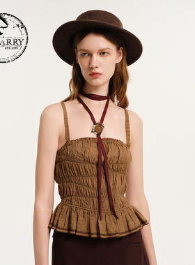 D-HARRY/迪哈利秋新款复古不规则卡其色吊带DH243S97379D